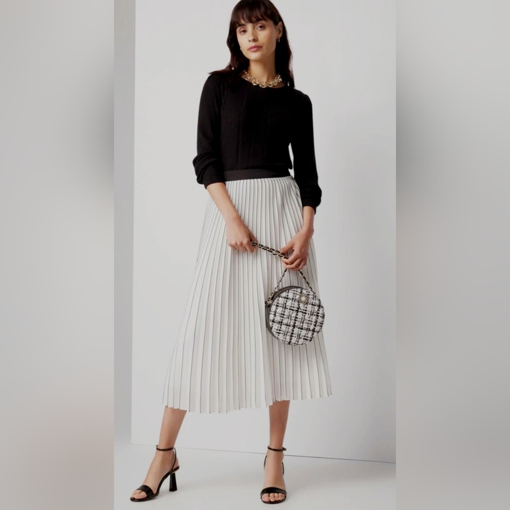 Banana Republic Navy Blue Pleated Midi Skirt — Size 4